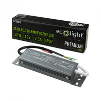 Zasilacz do Taśm LED Hermetyczny 30W 12V 2.5A IP67 PREMIUM Ecolight