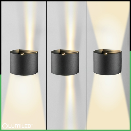 Kinkiet Ogrodowy Elewacyjny LED G9 Regulowany Okrągły Góra Dół Czarny PYXIS LUMILED