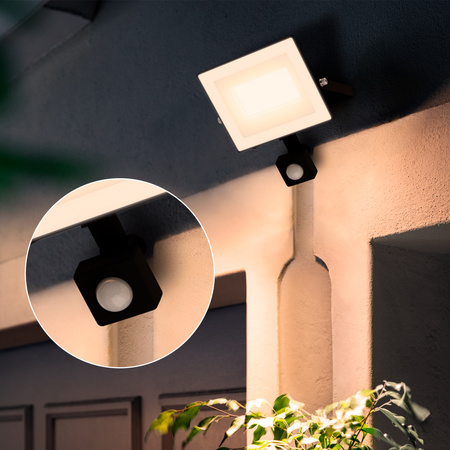 Naświetlacz LED Lampa Reflektor 30W 3200lm 3000K IP65 z Czujnikiem Ruchu i Zmierzchu Czarny Lois Philips