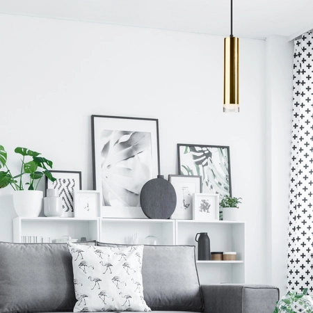 Lampa Wisząca Sufitowa DIEGO E27 Czarna Złota LM-1.124 Lamkur