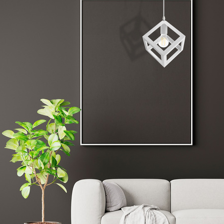 Lampa wisząca TALUS geometryczna kwadrat ZWIS do LED Biała 1x E27 LUMILED