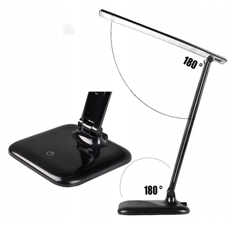 Lampka Biurowa Kreślarska Stołowa LED 9W 4500K Ściemnialna Dotykowa Czarna