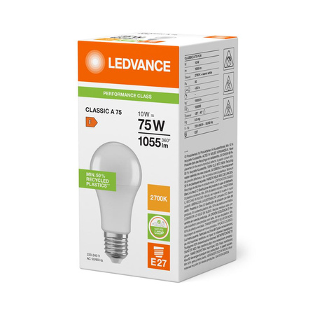 Żarówka LED A60 E27 10W = 75W 1055lm 2700K Ciepła Biała LEDVANCE