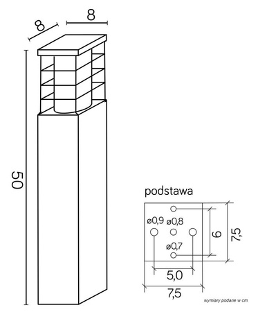 Lampa Ogrodowa Zewnętrzna Stojąca SŁUPEK RADO II 2 AL E27 50cm Su-Ma