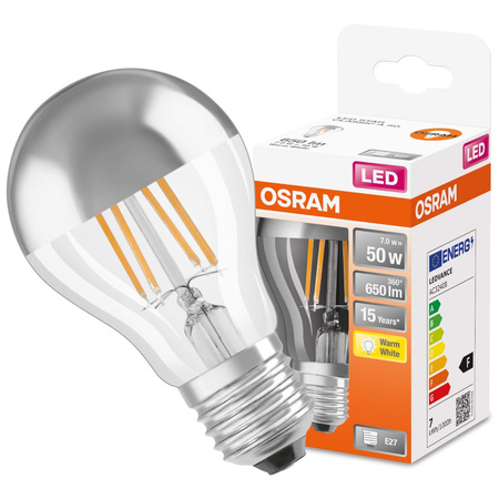 Żarówka LED E27 A60 6,5W = 34W 650lm 2700K Ciepła OSRAM Mirror Silver