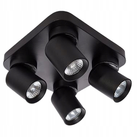 Lampa Sufitowa Ścienna TIMO Kinkiet Reflektor Oprawa Halogenowa Ruchoma 4xGU10 Czarny Kwadratowy LVT