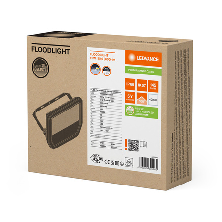 Naświetlacz LED Reflektor Zewnętrzny Lampa 41W 6000lm 4000K IP66 Czarny Floodlight Ledvance