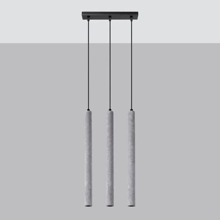 Lampa Sufitowa Wisząca Zwis 3x G9 Żyrandol Tubularna Szara Nowoczesna Pastelo Sollux