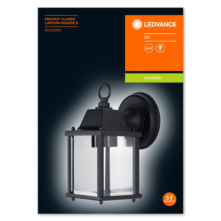 Lampa Ogrodowa Zewnętrzna Kinkiet Elewacyjny LED E27 IP43 Czarny Endura Ledvance