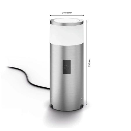 Lampa Ogrodowa Zewnętrzna LED SŁUPEK 25cm 8W 590lm IP65 White and Color Ambiance RGB + TW srebrny Inteligentna SMART Zigbee Bluetooth Calla Philips HUE