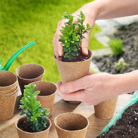 Zestaw 24x Doniczki Torfowe 8x8 cm do Rozsady Wysiewu Pikowania Na Sadzonki Biodegradowalne Okrągłe