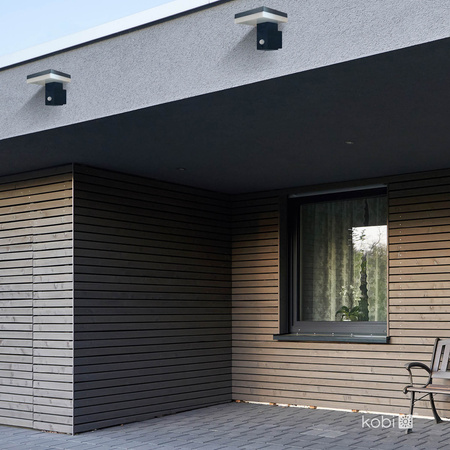 Lampa Solarna Ogrodowa Kinkiet Elewacyjny Zewnętrzny 6W 370lm 4000K Neutralna IP44 Czarna Solaris Kobi