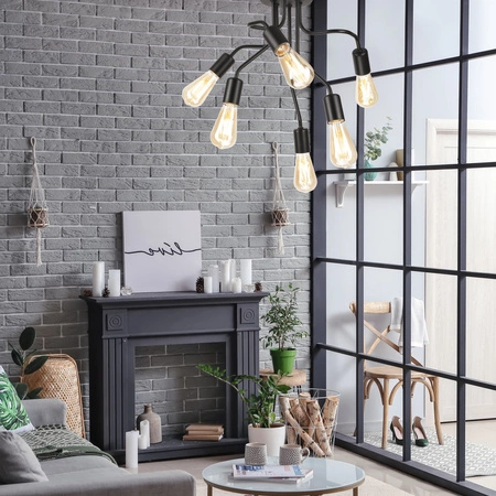 Lampa Sufitowa HILDA 6xE27 Czarna LM-6.154 Lamkur