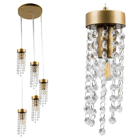 Lampa Sufitowa Wisząca Zwis 5x E27 Zlots Gea Sanico Goldlux