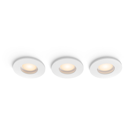 3x Oprawa Podtynkowa Wpuszczana LED Hermetyczna IP44 Łazienkowa 4.2W 400lm IP44 White Ambiance TW Biała Inteligentna SMART Zigbee Bluetooth Adore Philips HUE