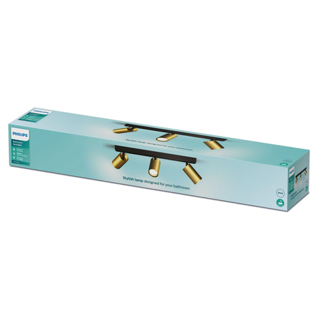Lampa Sufitowa Reflektor 3x GU10 IP44 Miedziany-Czarny Kosipo Philips