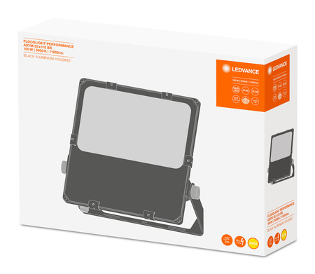 Naświetlacz LED Reflektor Zewnętrzny Lampa 100W 11900lm 3000K IP66 Czarny Floodlight Ledvance