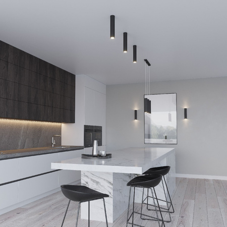 Lampa Sufitowa Wisząca Zwis GU10 Tubularna Czarna Nowoczesna Lagos Sollux