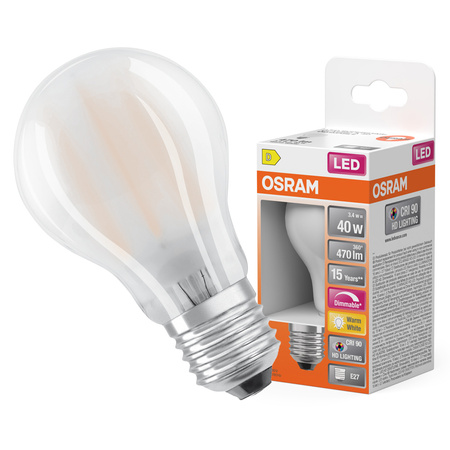 Żarówka LED A60 E27 3.4W = 40W 470lm 2700K Ciepła CRI90 300° Filament Ściemnialna SUPERSTAR PLUS CLASSIC Osram
