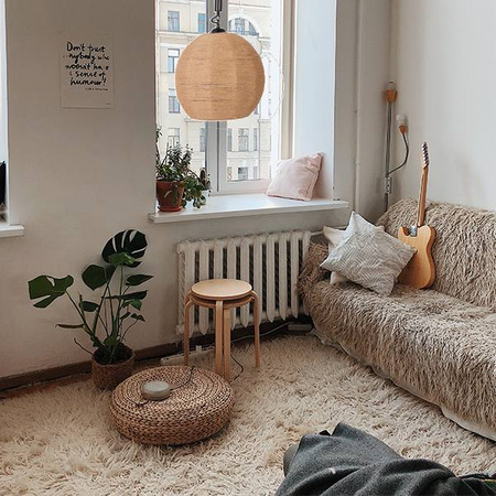 Lampa Wisząca Sufitowa BOHO Pleciona Jutowa SZNUR do LED E27 Kula