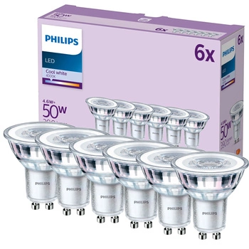 6x Żarówka LED GU10 Reflektor PAR16 4.6W = 50W 390lm 4000K Neutralna 36° EC Multipack Philips