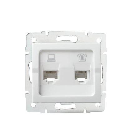 Gniazdo Komputerowo-Telefoniczne RJ45 RJ11 Kwadratowe Białe LOGI Kanlux