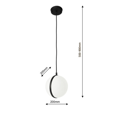 Lampa Wisząca Ogrodowa Zewnętrzna CIRCULO E27 IP44 Zwis Kula Czarno-Biała Eko-Light