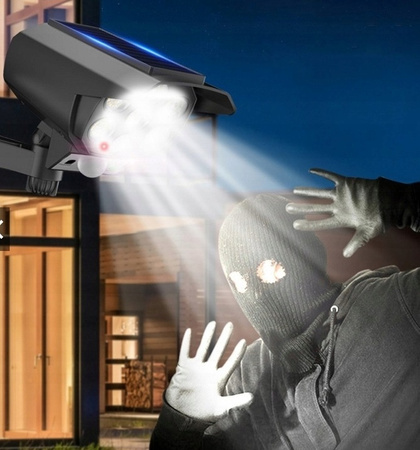 Lampa Solarna LED Atrapa Kamery Zewnętrzna Ogrodowa Czujnik Ruchu + Pilot