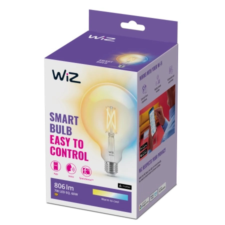 Żarówka LED E27 Kula G125 7W = 60W 806lm 2700-6500K TW FILAMENT Inteligentna SMART WiFi Bluetooth Aplikacja WiZ