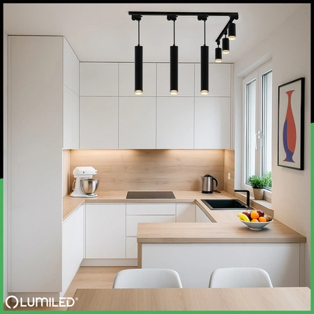 ZESTAW Szynoprzewód Listwa Szyna 3m + 6x Lampa Sufitowa Reflektor GU10 Oświetlenie Szynowe LUMILED