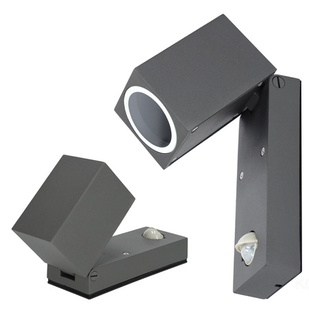 Lampa Ogrodowa Kinkiet Elewacyjny Zewnętrzny GU10 z Czujnikiem Ruchu IP44 Szara Quazar Kobi