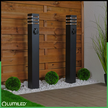 Lampa Ogrodowa Słupek Zewnętrzny Stojący E27 LED z Gniazdem TAXUS 2 80cm LUMILED