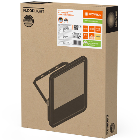 Naświetlacz LED Reflektor Zewnętrzny Lampa 100W 14000lm 3000K IP66 Czarny Floodlight Ledvance