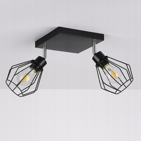 Lampa Sufitowa Spot Tuba Reflektor Oprawa Halogenowa 2x E27 Ruchomy Czarny Otto Masterled