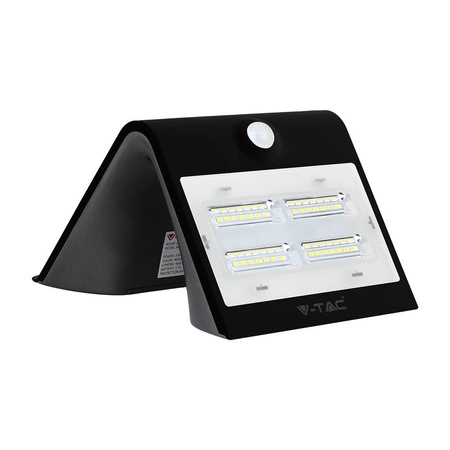 Lampa LED 3W Solarna Ścienna 4000K+3000K Z czujnikiem ruchu Czarny VT-768 V-TAC