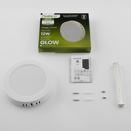 Oprawa Natynkowa Lampa LED Sufitowa 18W Okrągła 4000K GLOW Biała LUMILED