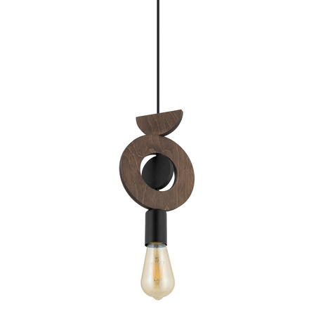 Lampa Sufitowa Wisząca E27 Czarna Drewno Skandynawska DROPS WOOD D 11176 Nowodvorski