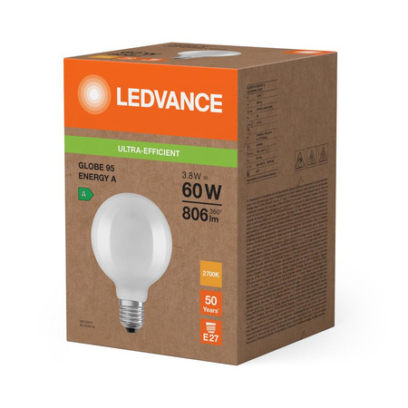 Żarówka LED Kula E27 G95 3.8W = 60W 806lm 2700K Ciepła 300° Ledvance