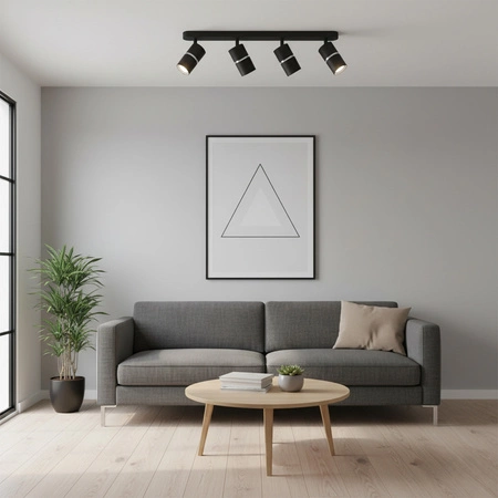 Oprawa Ścienno-Sufitowa Reflektor Punktowy 4x GU10 CzarnaSrebrna BAMBOO Sanico Goldlux