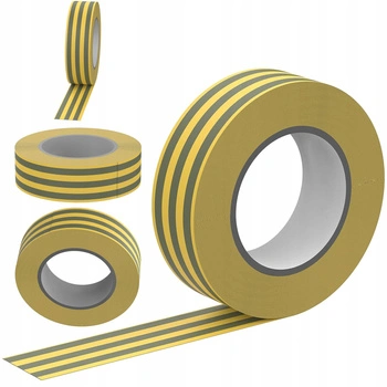 Mocna Taśma Izolacyjna PCV Wodoodporna 15mm x 0,13mm Żółto-Zielona 10m