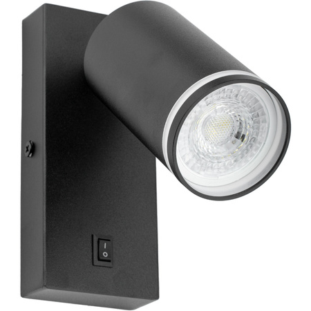 Lampa ścienna Kinkiet GU10 RING z włącznikiem czarny