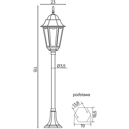 Lampa Ogrodowa Zewnętrzna Stojąca SŁUPEK Retro Classic II K 5002/2 H E27 115cm Su-Ma