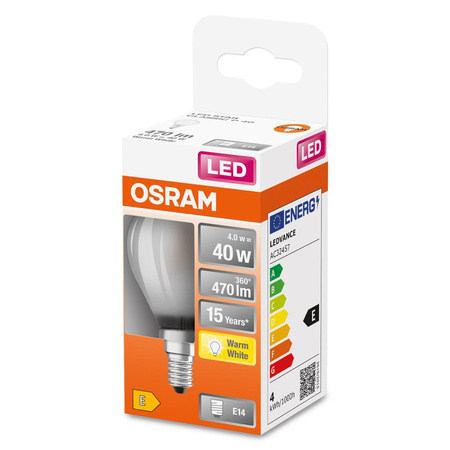 Żarówka LED P45 Kulka E14 4W = 40W 470lm 2700K Ciepła 300° Retrofit Filament CLASSIC Osram