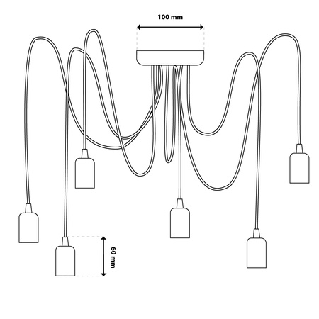 Lampa wisząca sufitowa ARANE PAJĄK 6 ramion do LED 6x E27 LUMILED