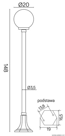 Lampa Ogrodowa Zewnętrzna Stojąca SŁUPEK KULE CLASSIC K 5002/1/KP 200 E27 148cm Su-Ma