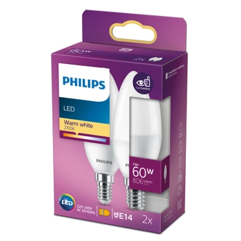 Zestaw 2x Żarówka LED Świeczka E14 B38 7W = 60W 806lm 2700K Ciepła PHILIPS