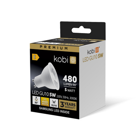 Żarówka LED GU10 Reflektor 5W 450lm 3000K Ciepła 80° Premium Kobi