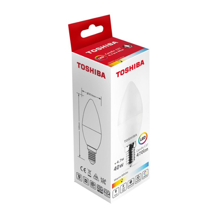 Żarówka LED E14 C37 4.7W = 40W 470lm 4000K Neutralna 220° Mleczna TOSHIBA