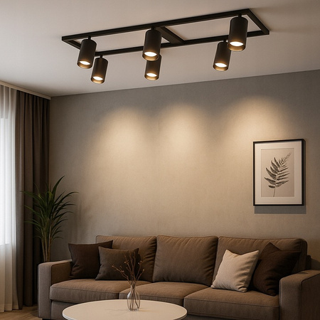 Żyrandol Lampa Oprawa Sufitowa Dekoracyjny 6x GU10 Czarny Masterled