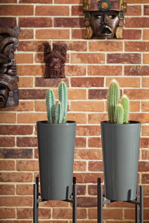 Donica Stożek Ogrodowa z Wkładem Doniczka Dekoracyjna 40x40cm Domowa Okrągła do Kwiatów Czarna POŁYSK